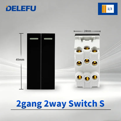 DELEFU Modulo Presa Combinabile Tipo-C Brasile - Uso Domestico - Nero - Assemblaggio Fai-da-te - Presa con Interruttore per Ricarica Rapida USB Tipo-C