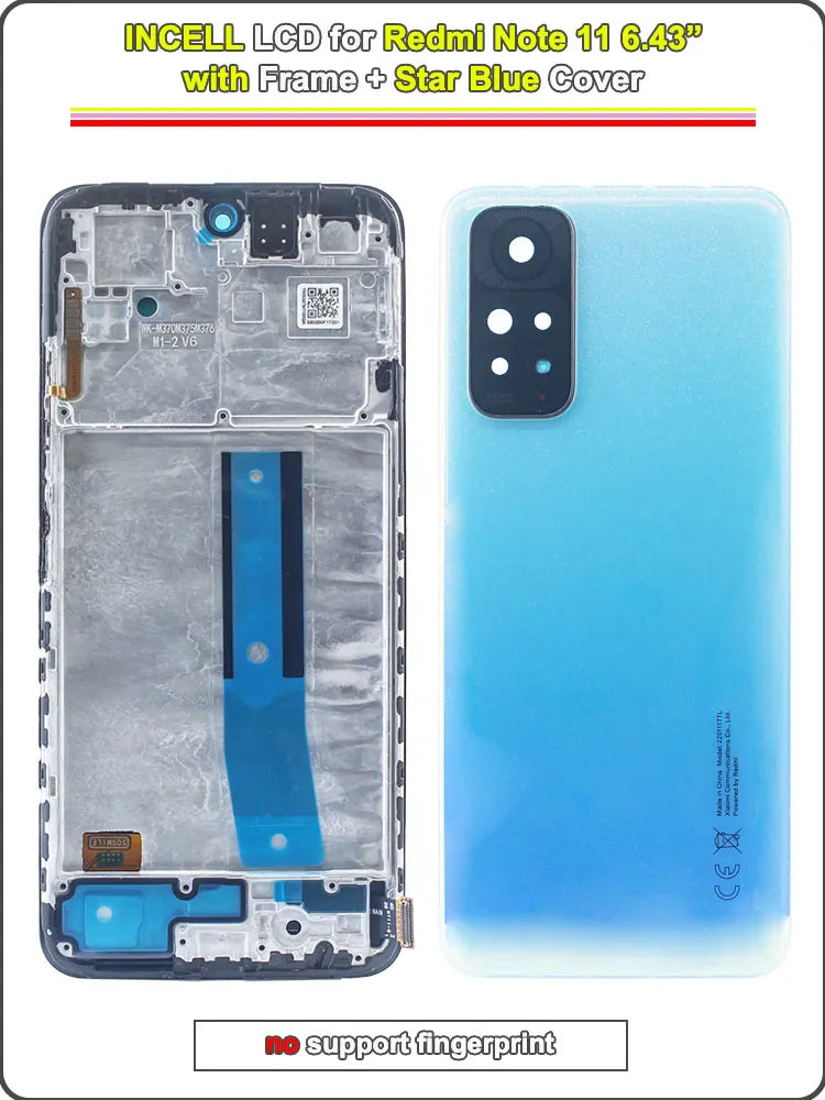 Display LCD da 6,43 pollici per Redmi Note 11 4G, ricambio digitalizzatore touchscreen per 2201117TY 2201117TG, schermo LCD con cornice