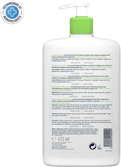 CeraVe Latte Detergente Quotidiano 473ml, Detergente Idratante Confortevole per Pelli Normali e Secche