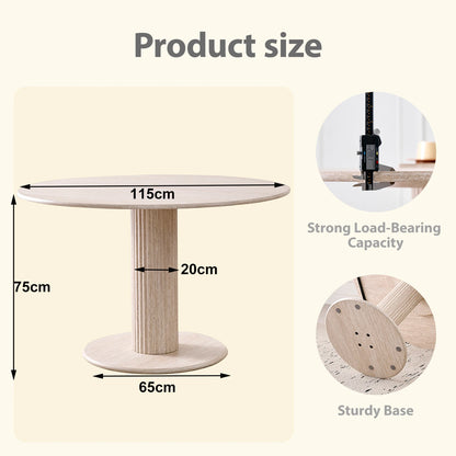 Tavolo da pranzo rotondo in stile nordico, tavolo da pranzo moderno per cucina domestica in legno massello, adatto per 4-6 persone, diametro 115 cm