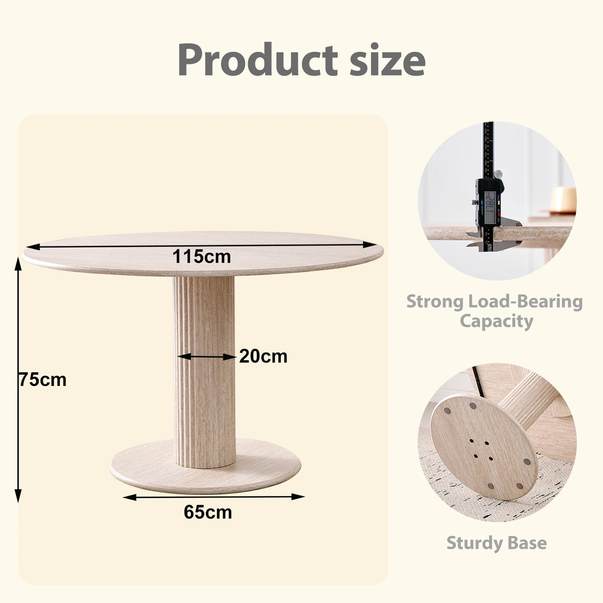 Tavolo da pranzo rotondo in stile nordico, tavolo da pranzo moderno per cucina domestica in legno massello, adatto per 4-6 persone, diametro 115 cm