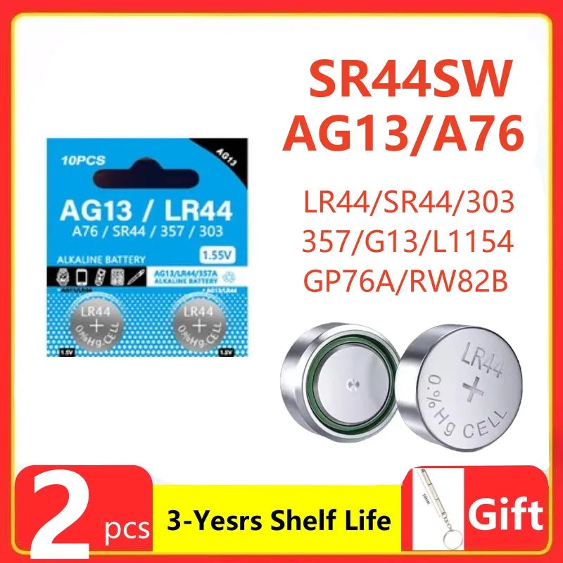 2-60 pz AG13 LR44 batteria al litio L1154 RW82 SR1154 SP76 pila SR44 batterie a bottone A76 LR1154 GP7 moneta cellulare per Watch1.55V