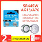 2-60 pz AG13 LR44 batteria al litio L1154 RW82 SR1154 SP76 pila SR44 batterie a bottone A76 LR1154 GP7 moneta cellulare per Watch1.55V
