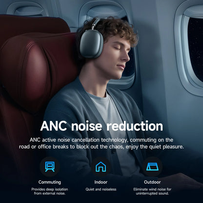 Cuffie Bluetooth HOCO W65 Plus con cancellazione del rumore ANC, auricolari wireless over-ear, suono Hi-Fi, cuffie sportive con pulsante.