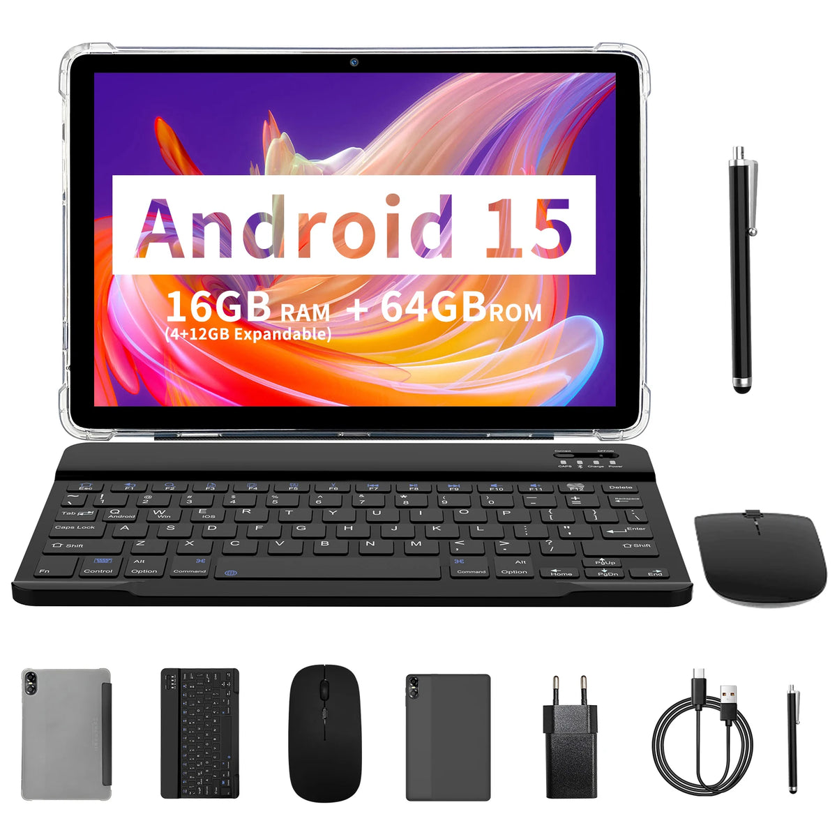 Tablet Android da 10.1" con Processore Octa-core, 16GB (4+12GB Virtuali) di RAM, 64GB di ROM, Schermo Touch HD IPS, Wi-Fi 6, BT 5.0, Doppia Fotocamera