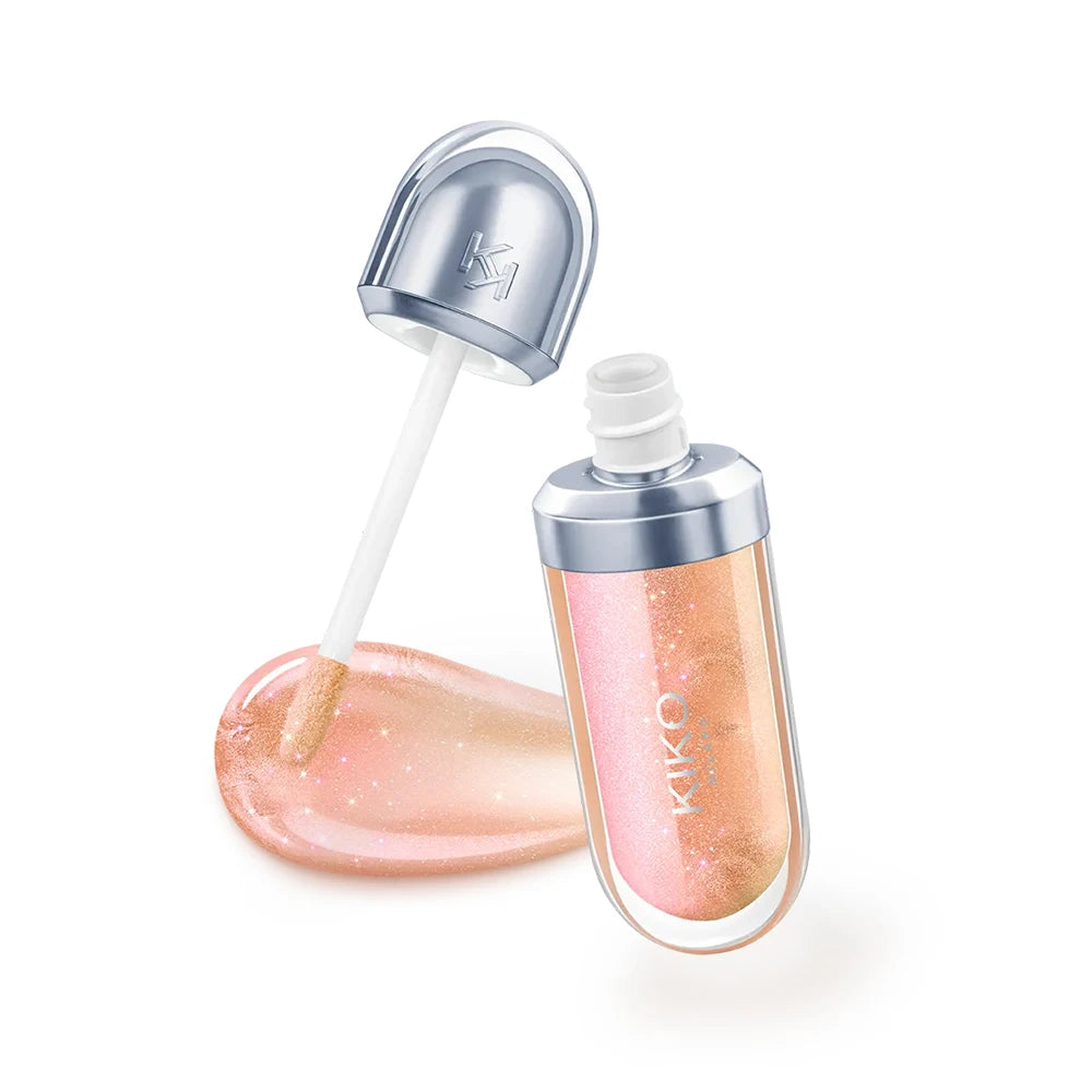 Kiko 3D Hydra LipGloss, rossetto e lucidalabbra a lunga tenuta, impermeabile, idratante, con effetto luminoso, blush, colori: brun, rosa, perla, mauve, eyeliner.