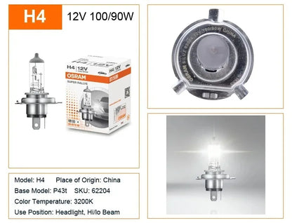 OSRAM CLASSIC H1 H4 H3 H7 Super Rally 12V 100W 80W faro alogeno per auto High Watt lampade autentiche 3200K più luminose (10 pezzi)