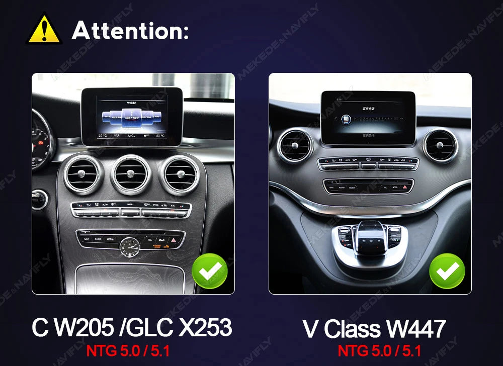 Mekede, schermo da 12,3 pollici, risoluzione 2K, sistema di navigazione GPS con CarPlay e Android Auto, autoradio multimediale con sistema operativo Linux per Mercedes Benz C W205, GLC X253, Classe V W447, lettore video 4K.