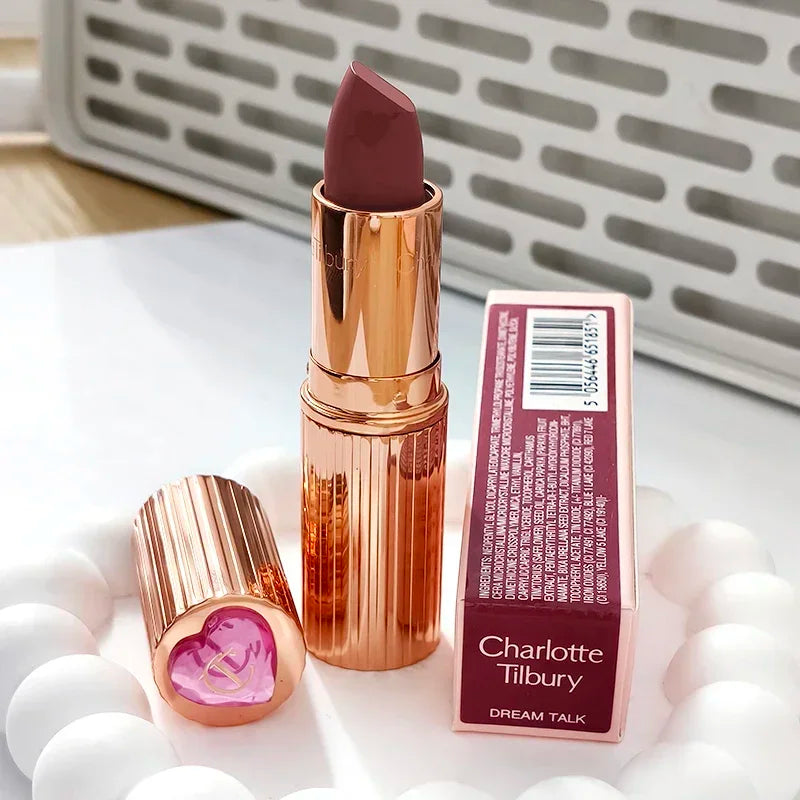 Charlotte Brand Blush in stick colorato, lucidalabbra idratante al collagene, rossetto in tubetto oro con diamante rosa, cosmetici Tilbury
