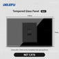 DELEFU Presa a Muro in Vetro Temperato Nero con USB Type-C per Ricarica Rapida, Interruttore Schuko, TV Sat, Telefono, Campanello, Italia/Cile