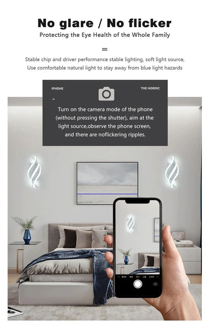 Lampada da parete moderna a LED Linea domestica Decorazione Lampada da parete Soggiorno Sfondo Muro Camera da letto Testiera Illuminazione bianca nera Lustro