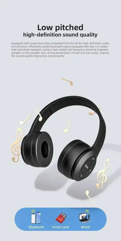 Cuffie Bluetooth 5.0 Pieghevoli Senza Fili, Auricolari Portatili HiFi Over-Ear per Sport, Viaggi, Uso Quotidiano, Giochi e Musica