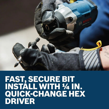 Bosch GDR 18V‑215 Avvitatore a Impulsi Senza Spazzole 215Nm 3300RPM, Compatto per Spazi Ristretti, per Viti Lunghe e Lavori su Legno Duro
