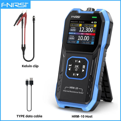 FNIRSI HRM-10 Tester di resistenza interna di tensione della batteria 18650 Tester di condensatori per batterie per auto con piombo al litio acido AC ad alta precisione