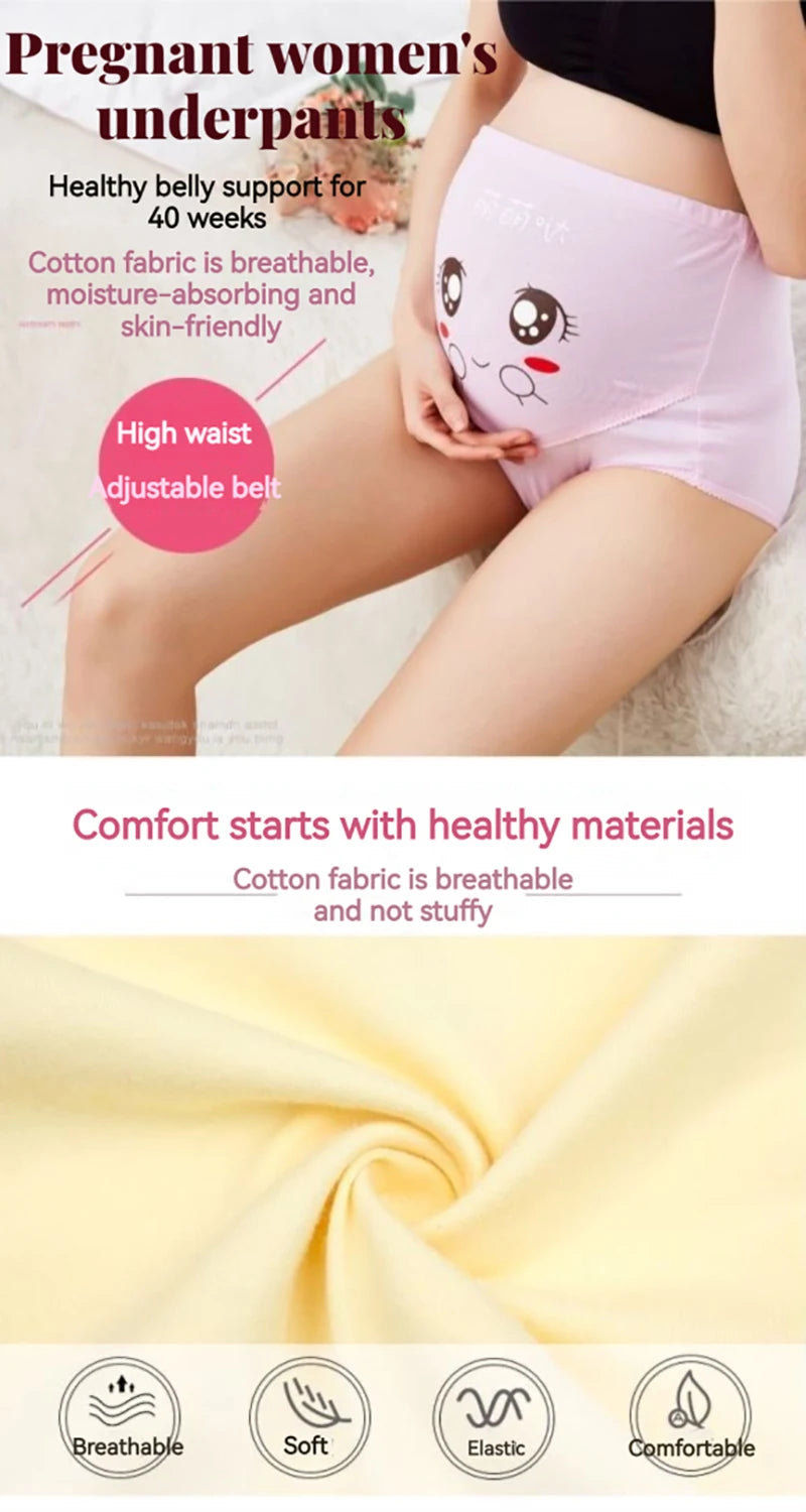 Mutandine di cotone per la biancheria intima di maternità incinta Mutandine vestiti per le donne incinte Slip di gravidanza Intimo di maternità a vita alta