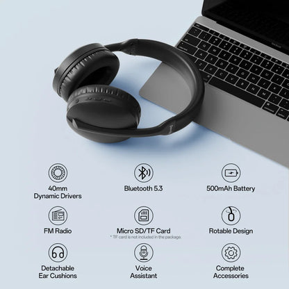 Oneodio SuperEQ S6001 Cuffie Bluetooth Cuffie wireless sopra l'orecchio con modalità Micro SD/Scheda TF/Radio FM Cuffie HiFi stereo