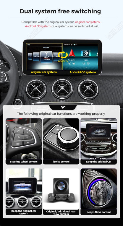 Mekede, autoradio Android 15 con schermo touchscreen da 10,25 pollici, CarPlay wireless, sistema multimediale per auto, compatibile con Mercedes Benz Classe C W205 S205 (2014-2018), navigazione GPS, schermo per la visualizzaz