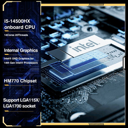 ERYING NAS Scheda madre integrata 14a generazione Core i5 14500HX 4xDDR5 Canale M.2 NVMe 2280 2.5G WIFI SFF8643 Interfaccia a 12 porte SATA
