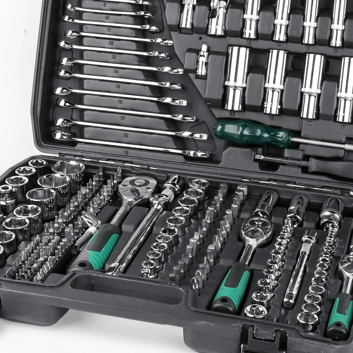 Set di chiavi a bussola da 216 pezzi, kit combinato di chiavi a cricchetto e dinamometriche, strumento per la riparazione di auto, 1/4", 3/8", 1/2", chiavi a cricchetto, cacciaviti, punte, set di utensili manuali, kit di stru