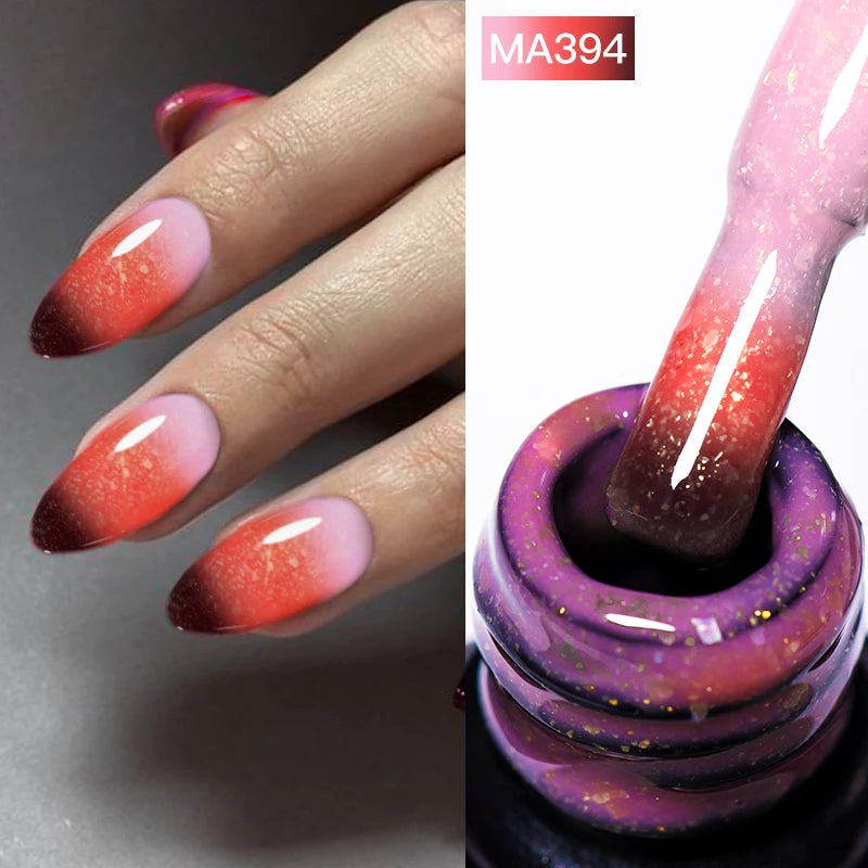 MEET ACROSS 7ml Gelatina Nuda Shimmer Base in gomma Gel Glitter Rosa Viola UV/LED Nail Art Vernis Gel Smalto per manicure Unghie FAI DA TE
