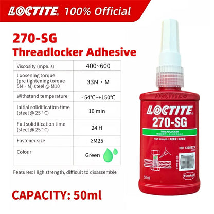 100% originale Loctite 243 242 222 262 263 270 271 277 290 Colla per viti 50ml Frenafiletti Colla anaerobica Fissatore per viti