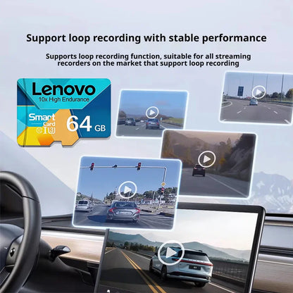 Scheda Micro SD ad alta velocità Lenovo, 1 TB, 512 GB, 256 GB, scheda di memoria TF, classe 10, U3, ad alta velocità, per dash cam, telecamere di sicurezza, droni e telefoni.