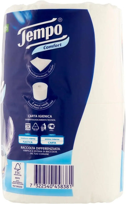 4 rotoli di carta igienica Tempo Comfort, 4 maxi rotoli