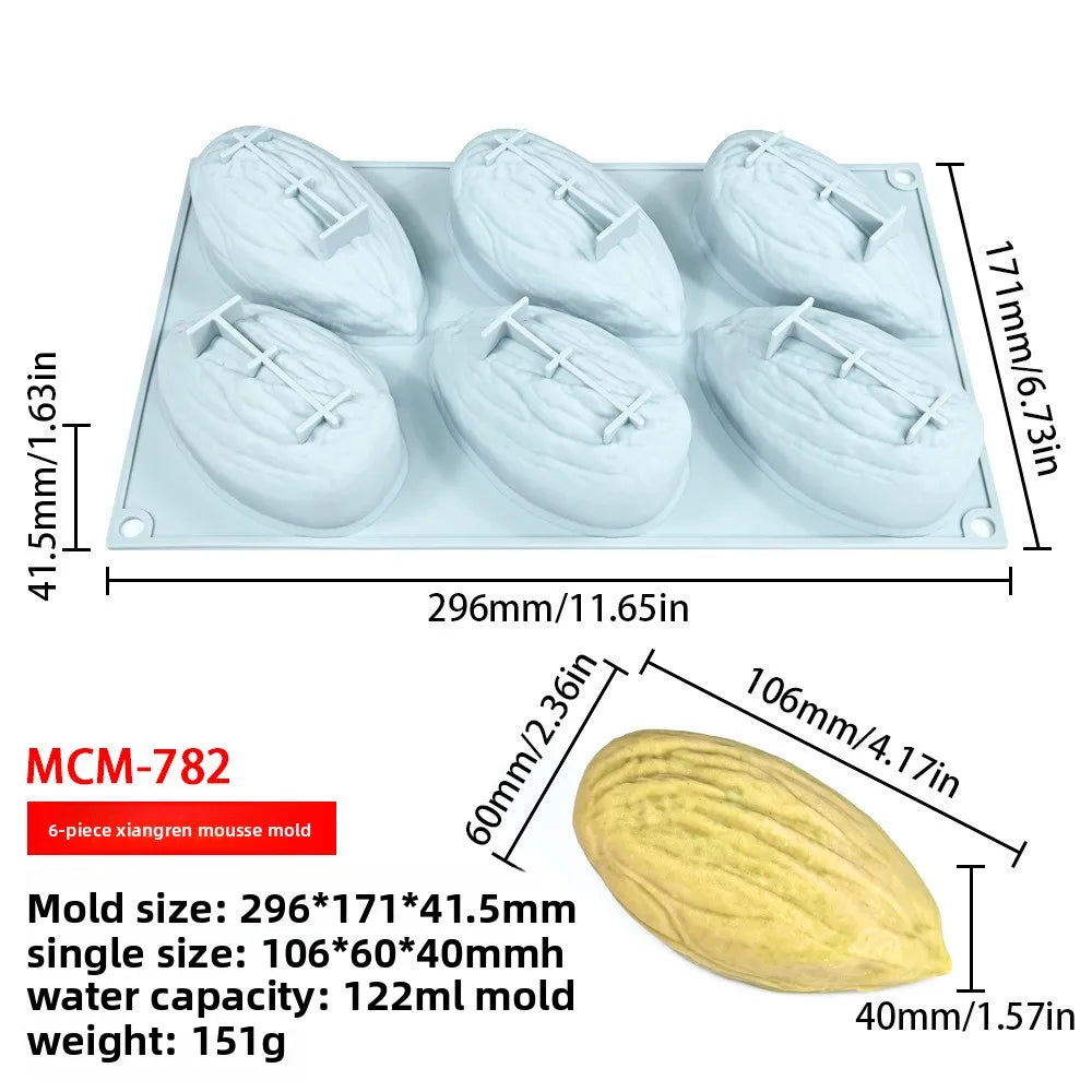 Stampo in Silicone Grande per Mousse di Mandorle/Pistacchi/Pecan/Chicchi di Caffè, Stampo Fai-da-Te per Cioccolato e Gelato, Utensili per Decorazione Torte