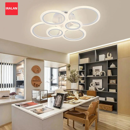Lampadario a LED IRALAN con 3 Temperature di Colore per Illuminazione di Soggiorno, Studio, Camera da Letto, Decorazione d'Interni
