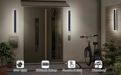 Lampade da parete solari per esterni IP65 LED impermeabile lungo 60 cm, paralume in acrilico 10 W per montaggio a parete per portico, patio, ingresso