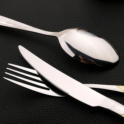 Set di posate in acciaio inossidabile da 16 pezzi - Set di posate nere, lucidate a specchio, lavabili in lavastoviglie, include coltelli, forchette e cucchiai