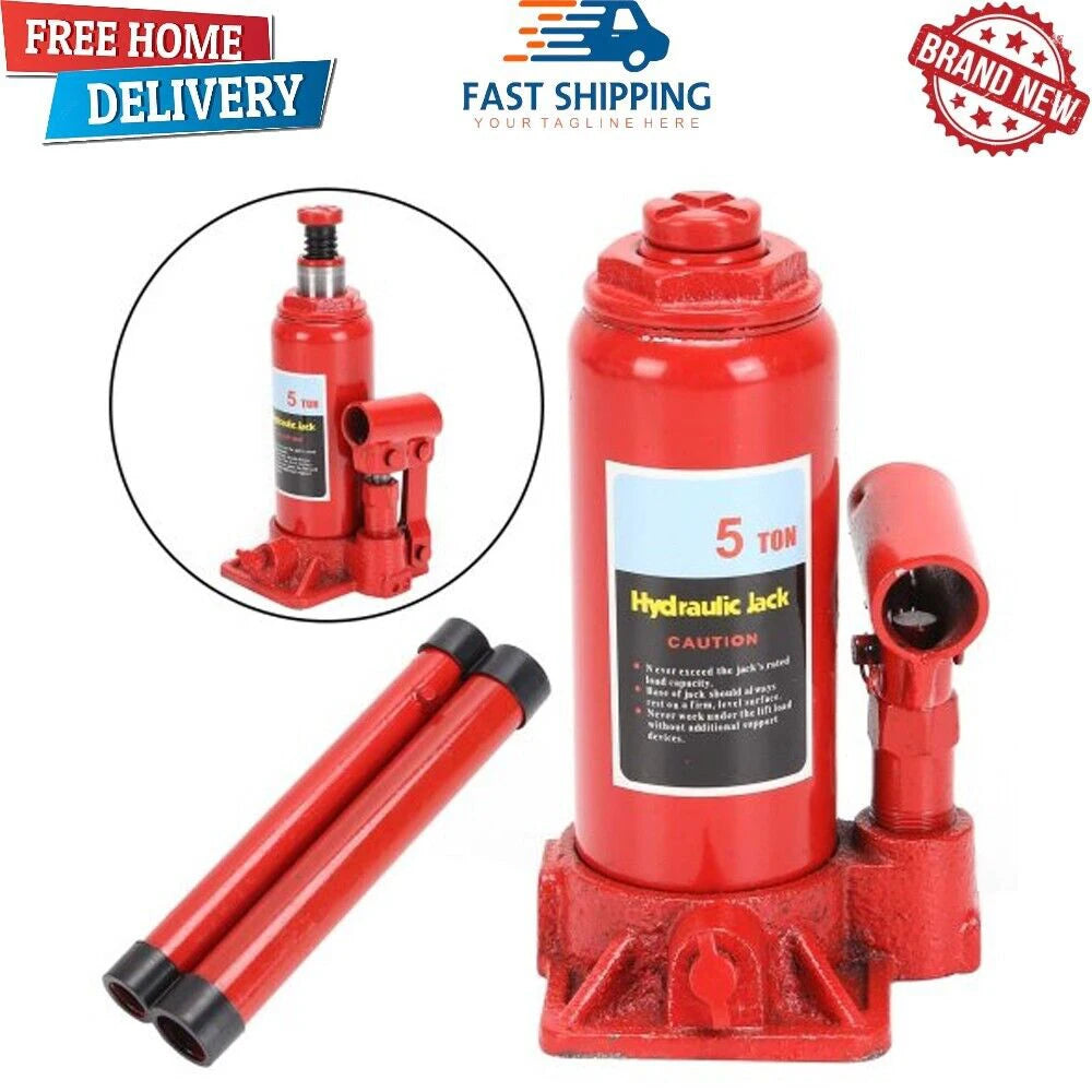 Martinetto idraulico a bottiglia da 5 tonnellate – Sollevatore verticale per riparazioni auto e sollevamenti pesanti, altezza minima 180 mm, altezza massima 355 mm, altezza di sollevamento 115 mm, peso leggero 2,7 kg, strut