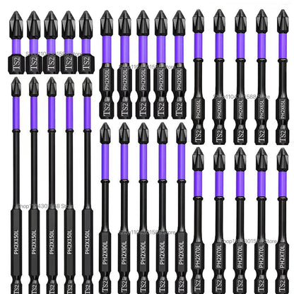 5-60PCS PH2 Set di punte per avvitatore a percussione Set di cacciaviti a croce magnetici Set di punte per trapano a percussione Vite Cacciavite a croce antiscivolo in acciaio legato