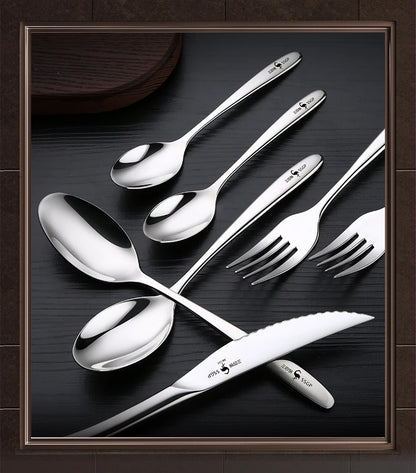 Set di Posate in Acciaio Inossidabile 316L Certificato LFGB, Forchetta Antibatterica al 99,9% e Coltello con Lama Ultra Affilata, Stoviglie per Banchetti