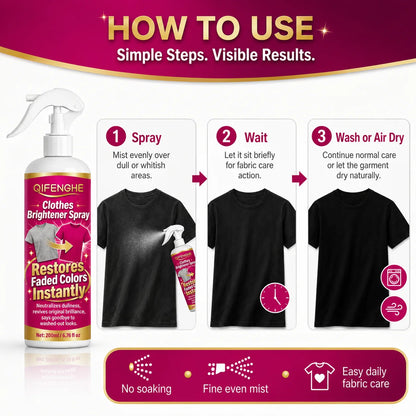 QIFENGHE Spray Lucidante per Vestiti, Rinnovatore del Colore per Indumenti Sbiaditi, Anti-Sbiadimento, 200ml