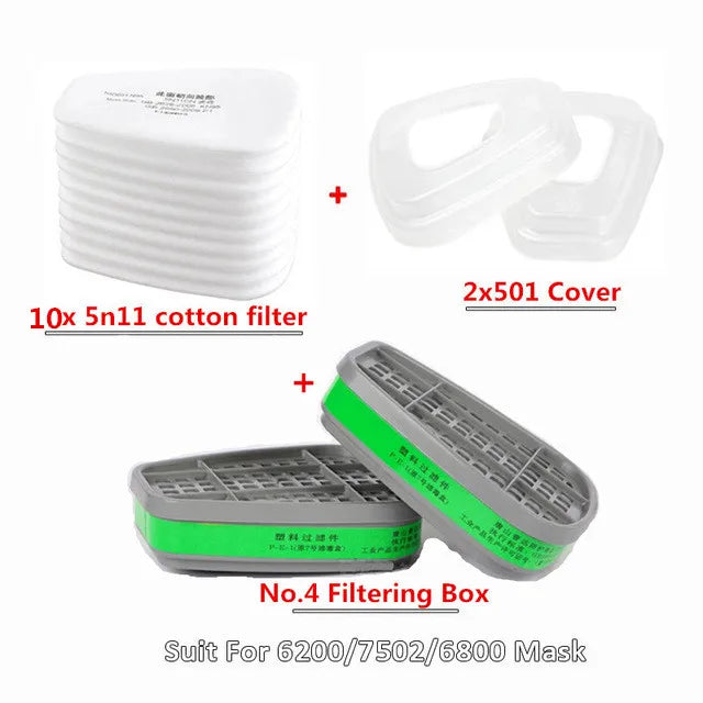 6001/6002/6004 Scatola di cartucce 5N11 Set di filtri in cotone per 3m 6200/7502/6800 Maschere antigas antipolvere Respiratore a spruzzo per verniciatura chimica