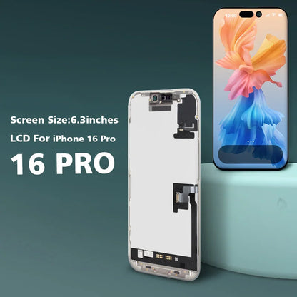 Display Premium Testato al 100% per iPhone 16 Pro, Ricambio Schermo LCD Touch con 3D Touch A3293 A3083 A3292 A3294
