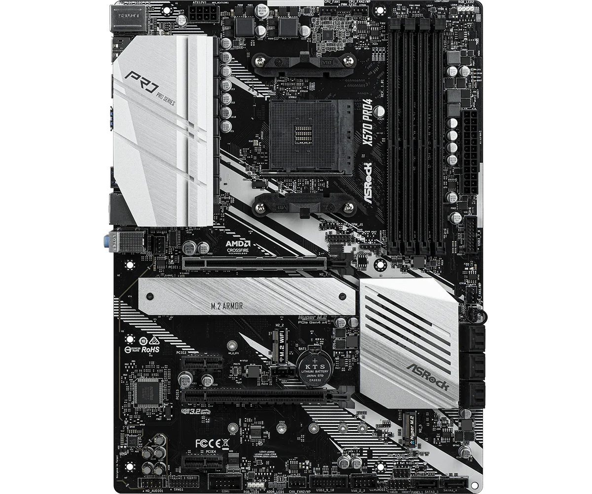 Scheda Madre ASRock X570 PRO4 Socket AM4 PCIe 4.0 M.2 USB3.2 Supporto Ryzen 7 5800X 5600X 3700X DDR4 ATX per Gaming