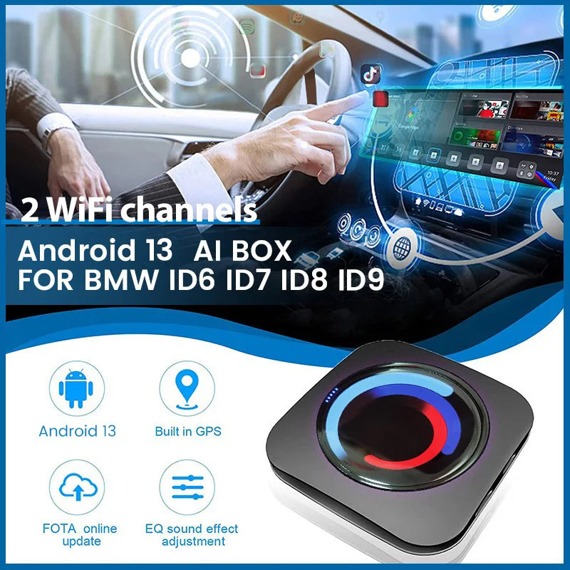 Mekede Android 13, processore a 8 core, 8 GB di RAM, 128 GB di memoria, TV box portatile, CarPlay wireless, Android Auto wireless, navigazione GPS, menu multimediale, equalizzatore, compatibile con BMW ID6, ID7, ID8, ID9, sup