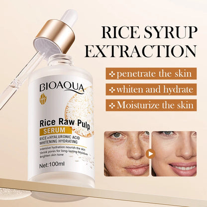 BIOAQUA Siero viso al riso bianco idratante antirughe antirughe anti-età sbiancante essenza viso cura della pelle per il viso