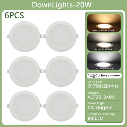 6Pack 24W 17W 14W 10W 6W Bianco Rotondo Da Incasso Led Da Incasso Luce di Pannello 110V 220V Caldo Freddo illuminazione Foyer Studio Casa Interno