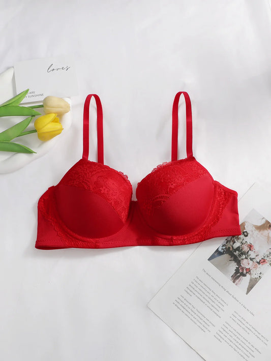 Reggiseno di pizzo di Capodanno delle donne sexy di vendita caldo che raccoglie grande rosso festivo lingerie sexy calda reggiseno push up J2475