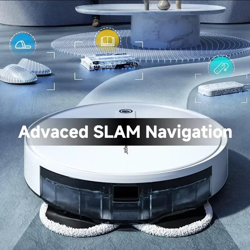 Arnagar S10 Robot Aspirapolvere e Lavapavimenti Intelligente con Telecomando, Svuotamento Automatico, Controllo tramite App, 12000Pa, Vslam, 5200Mah, Basso Rumore per Tappeti