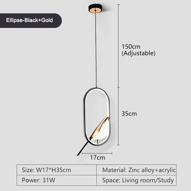 Lampade a sospensione a LED per uccelli gazza girevoli per interni per sala da pranzo AC85-265V Lampade a sospensione per camera da letto sospese con cavo da 1,5 m