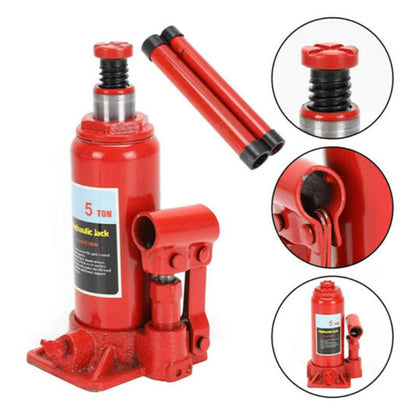 Martinetto idraulico a bottiglia da 5 tonnellate – Sollevatore verticale per riparazioni auto e sollevamenti pesanti, altezza minima 180 mm, altezza massima 355 mm, altezza di sollevamento 115 mm, peso leggero 2,7 kg, strut