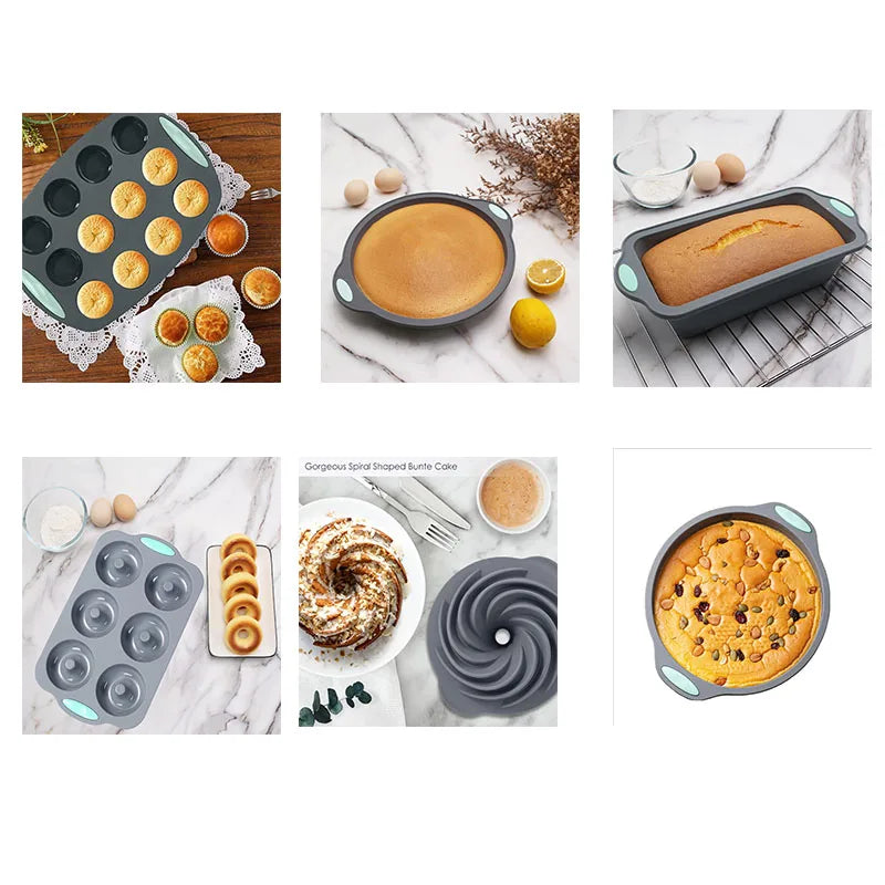 Stampo per muffin in silicone per pane, resistente al calore, teglia da forno, antiaderente, set di teglie per torte, stampo per torta 3D, strumento per pasticceria