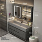 Combinazione di mobile lavabo e specchio da bagno in nano-roccia di lusso leggero
