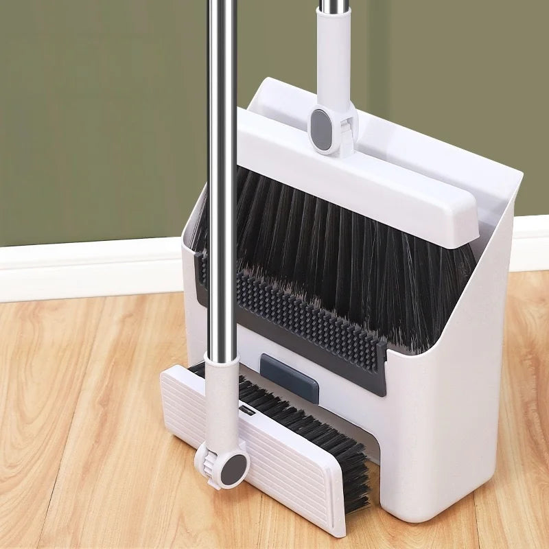 Set 3-in-1 con scopa e paletta, spazzola per pavimenti, kit di pulizia con setole morbide antiaderenti per casa, ufficio, dormitorio, scuola