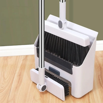 Set 3-in-1 con scopa e paletta, spazzola per pavimenti, kit di pulizia con setole morbide antiaderenti per casa, ufficio, dormitorio, scuola