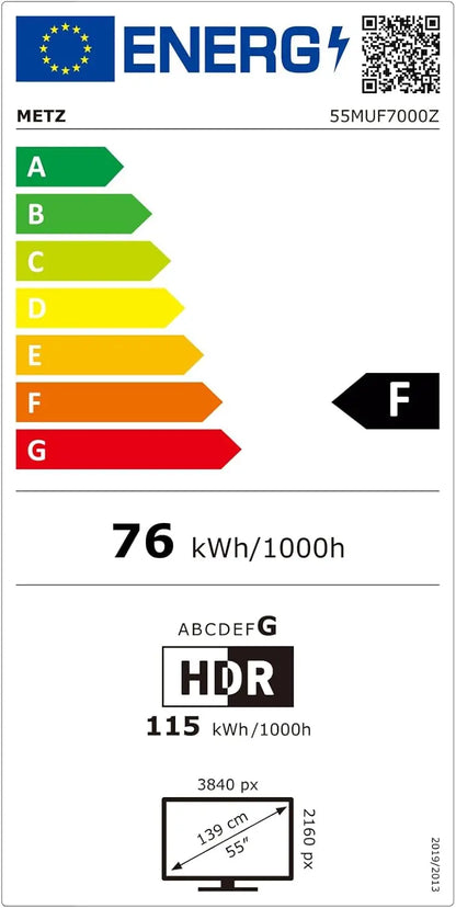Metz TV 43 55 pollici 4K UHD Smart TV LED Google TV HDR 10 MEMC Dolby Audio Google Cast Sintonizzatore di controllo vocale 43MUF7000Z 55MUF7000Z